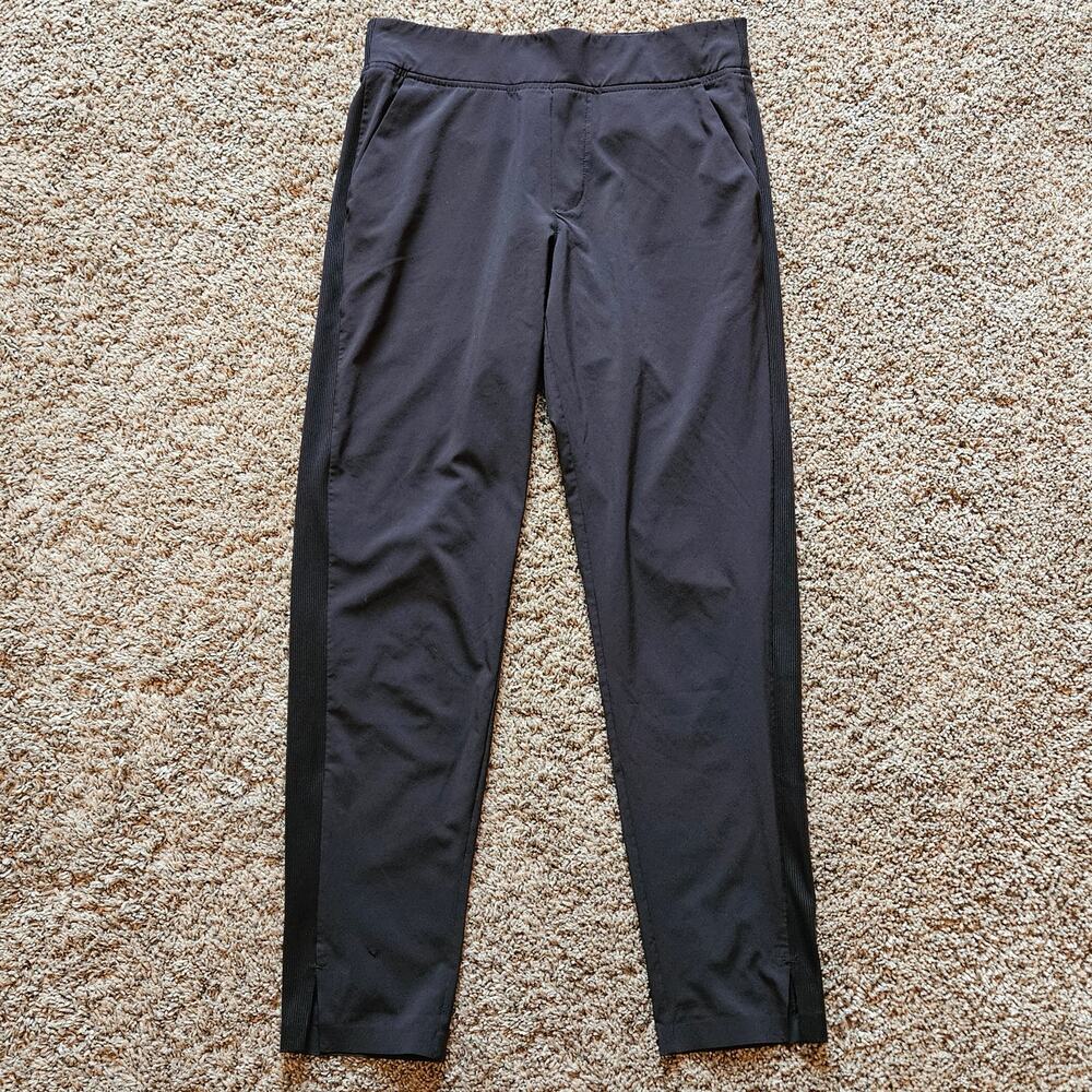 Athleta Pants Women 0 Pull On Ankle Lightweight Stretch Pocket Black Side Stripe